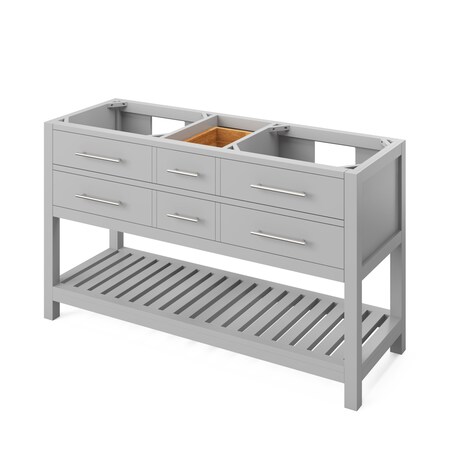 Jeffrey Alexander 60" Grey Wavecrest Vanity, double bowl, Steel Grey Cultured Marble Vanity Top VKITWAV60GRSGR